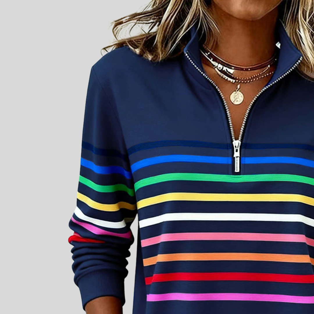 DELACROIX | Sweat Zippé Rayures Multicolores pour Femme Nathalie