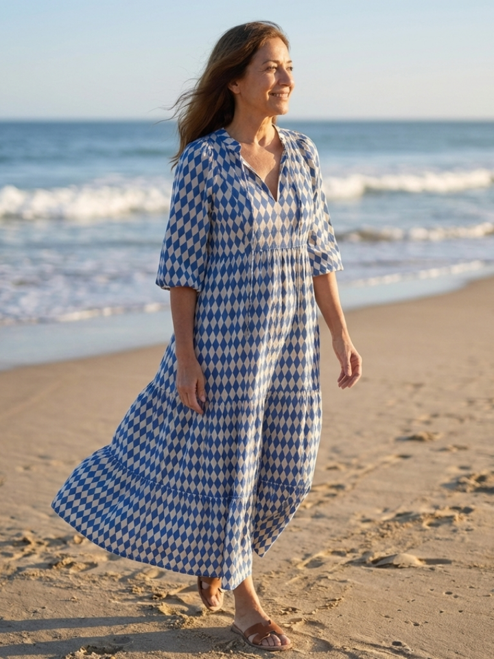 DELACROIX | Robe Midi à Imprimé Diamant Elodie