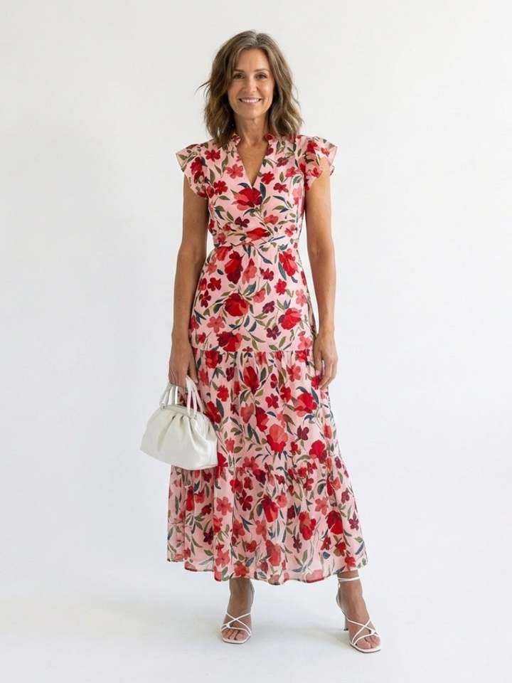 DELACROIX | Robe Midi Évasée à Imprimé Floral Lila