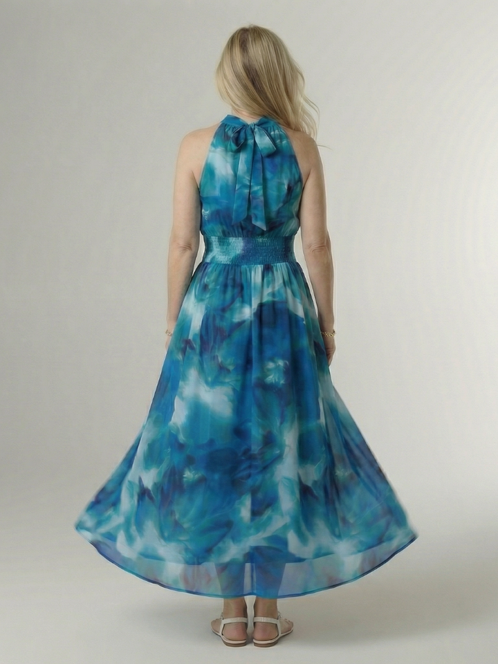 DELACROIX | Robe Midi à Encolure Halter Froncée Sylin