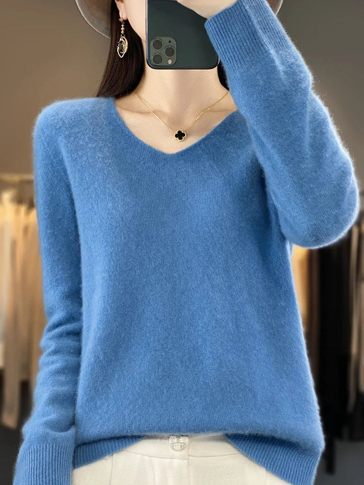 DELACROIX | Pull Col V Maille Douce Martine