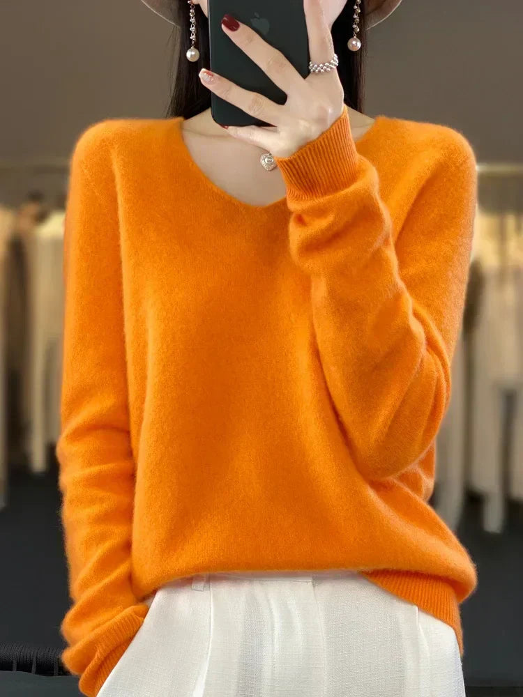 DELACROIX | Pull Col V Maille Douce Martine
