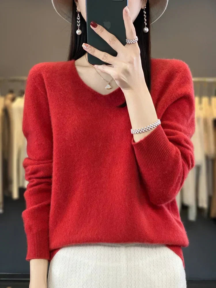 DELACROIX | Pull Col V Maille Douce Martine