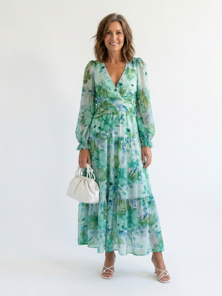 DELACROIX | Robe Maxi Fleurie à Manches Longues Althea