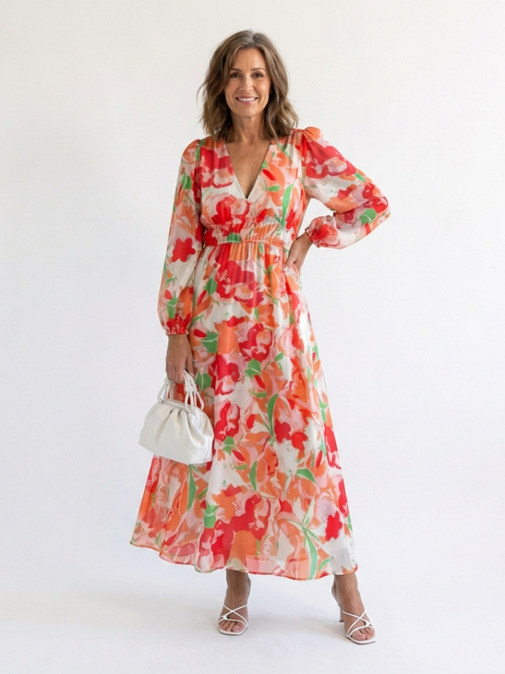 DELACROIX | Robe Maxi Fleurie à Manches Longues Althea