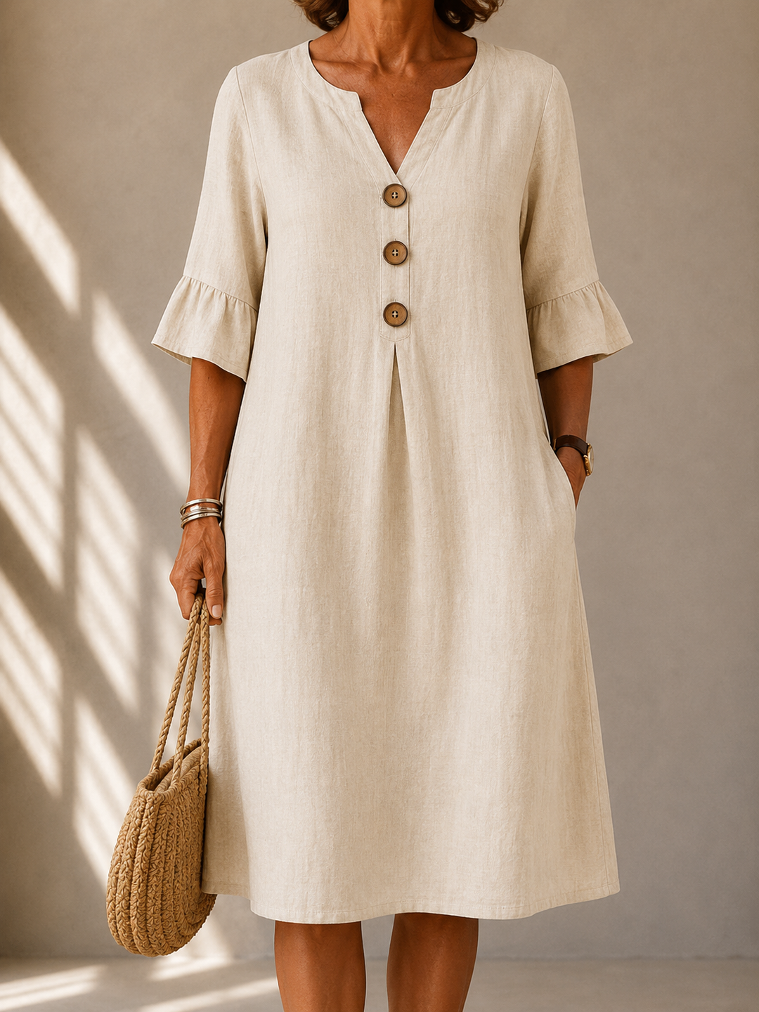 DELACROIX | Robe Boutonnée Pli Creux Charlotte
