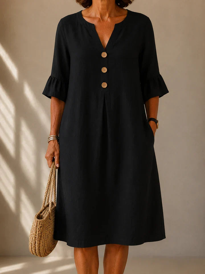 DELACROIX | Robe Boutonnée Pli Creux Charlotte