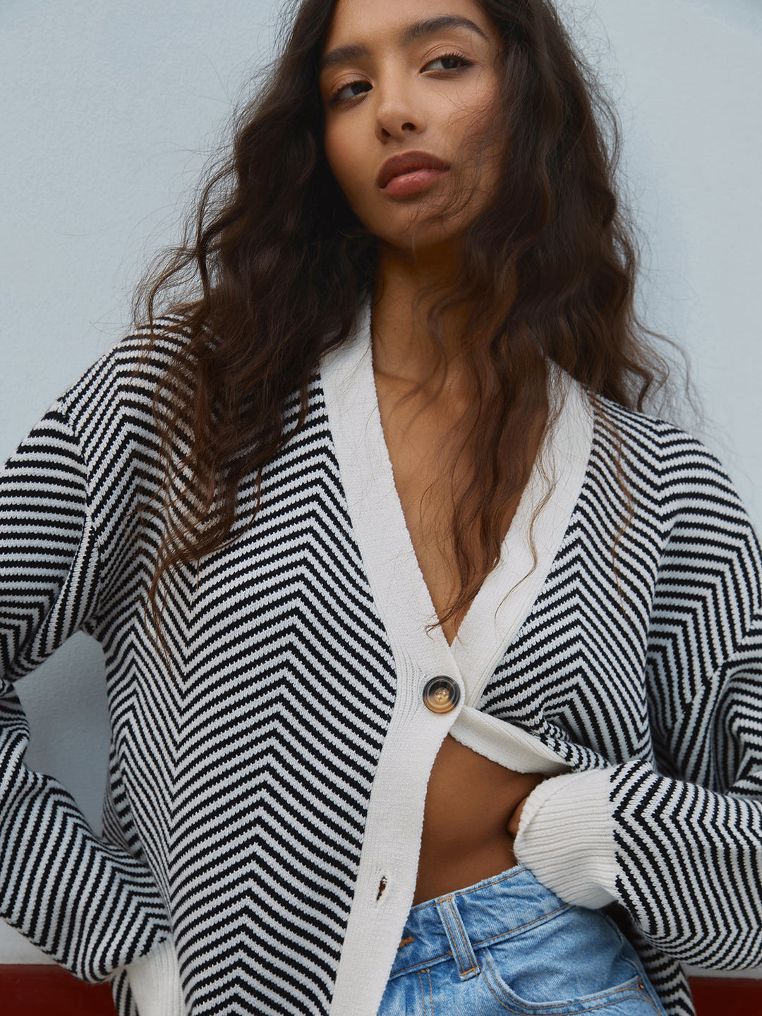 DELACROIX | Cardigan Chevrons Contrastés Michèle