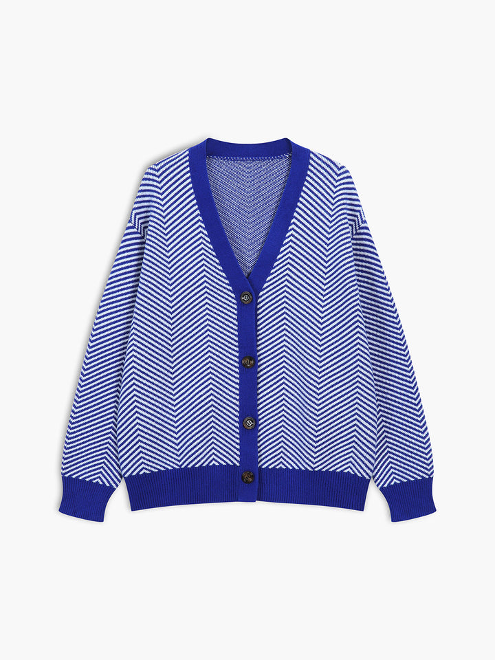 DELACROIX | Cardigan Chevrons Contrastés Michèle