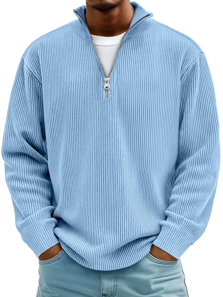DELACROIX | Pull Col Zippé Côtelé Marc