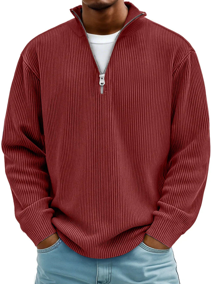 DELACROIX | Pull Col Zippé Côtelé Marc
