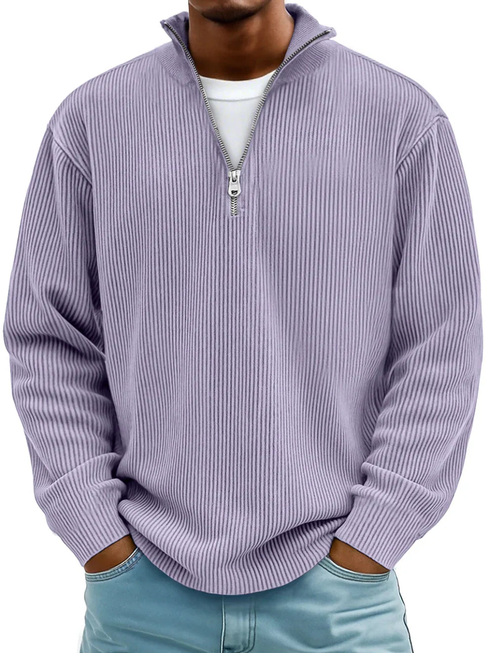 DELACROIX | Pull Col Zippé Côtelé Marc