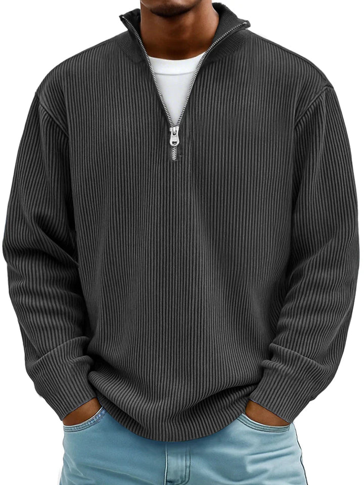 DELACROIX | Pull Col Zippé Côtelé Marc