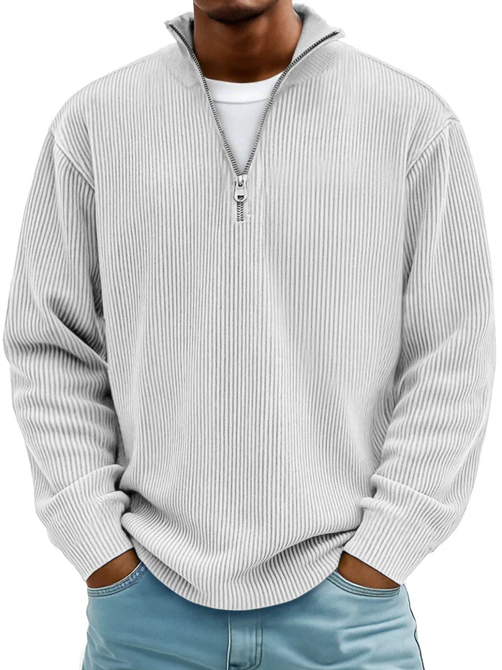 DELACROIX | Pull Col Zippé Côtelé Marc