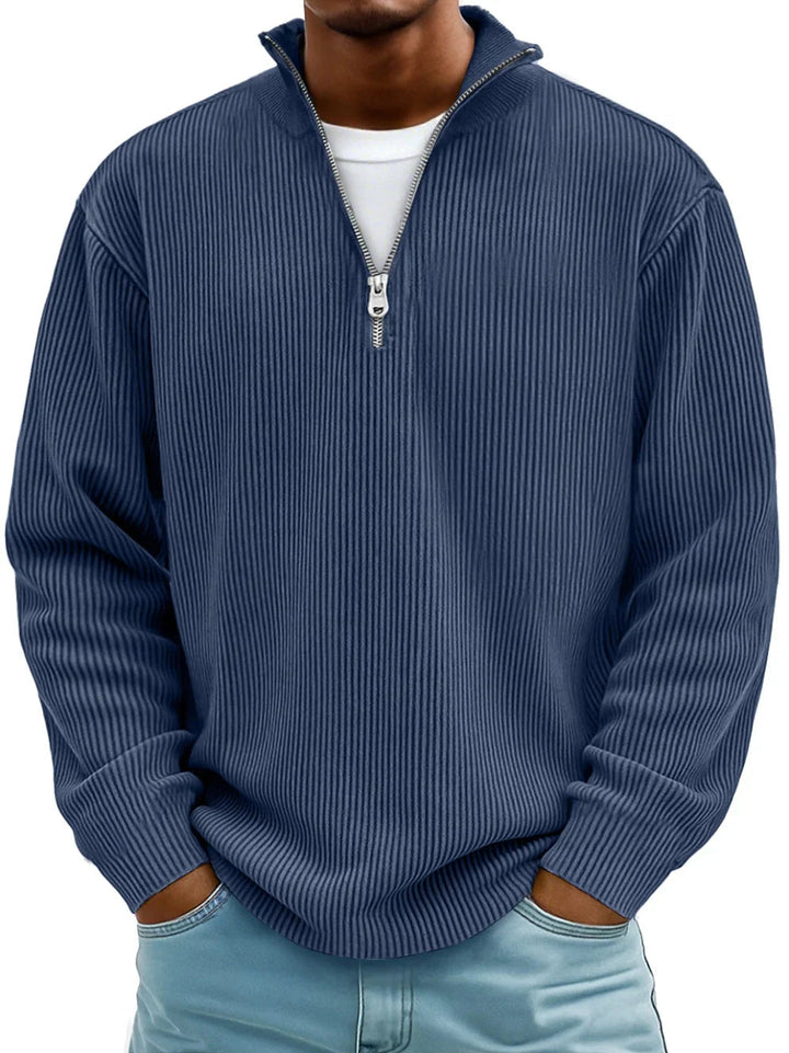 DELACROIX | Pull Col Zippé Côtelé Marc