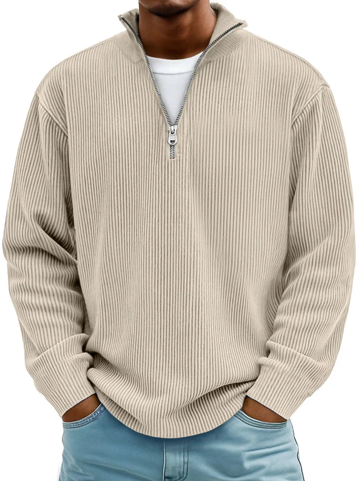 DELACROIX | Pull Col Zippé Côtelé Marc