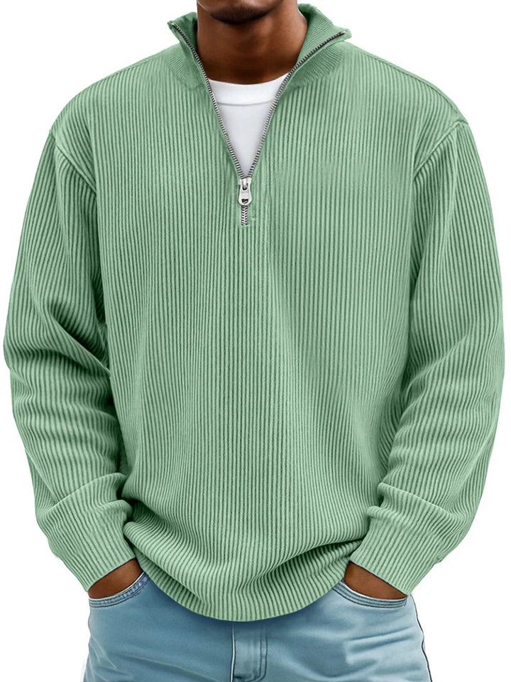 DELACROIX | Pull Col Zippé Côtelé Marc