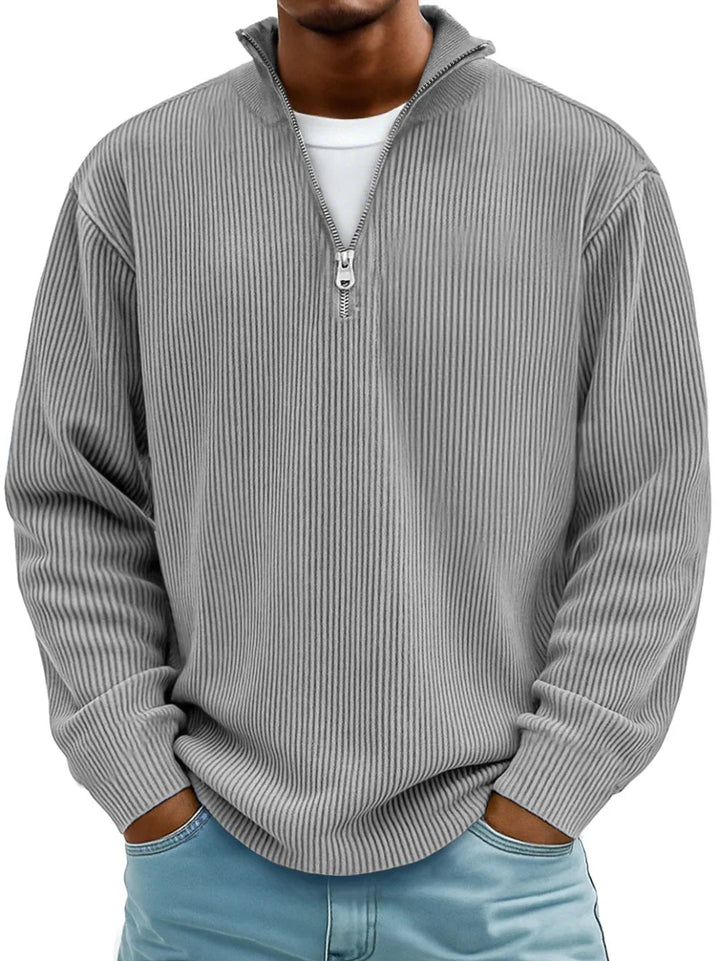 DELACROIX | Pull Col Zippé Côtelé Marc