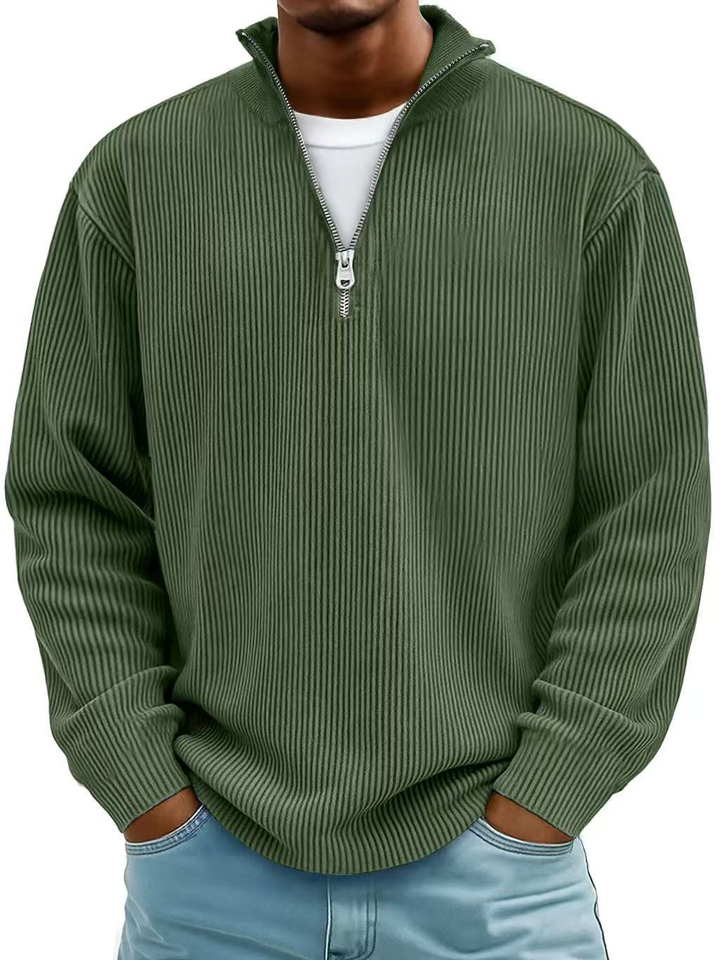 DELACROIX | Pull Col Zippé Côtelé Marc