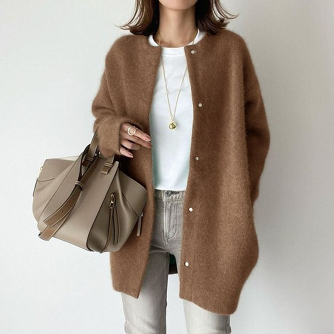 DELACROIX | Cardigan Long Sans Col Léa