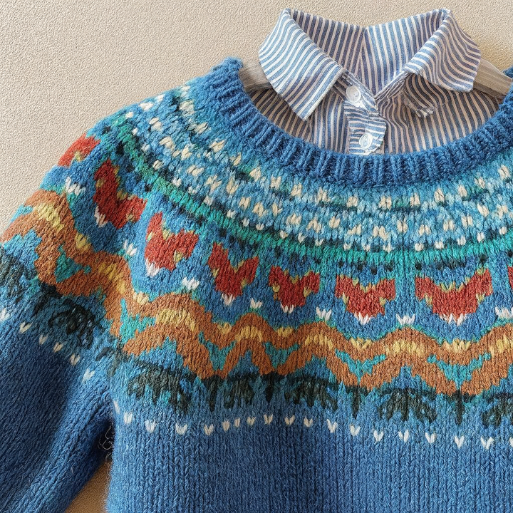 DELACROIX | Pull Maille Jacquard Fleuri Sophie