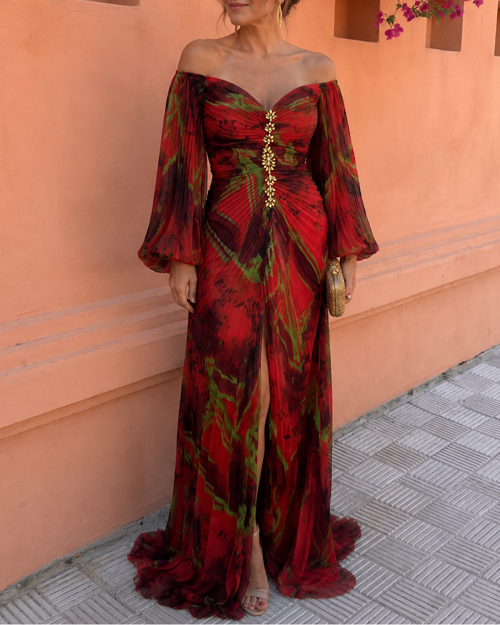 DELACROIX | Robe Longue Fleurie Col V Juliette