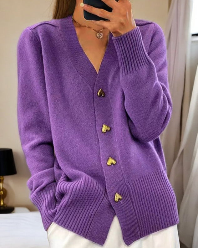 DELACROIX | Cardigan Col V Boutons Dorés Nathalie