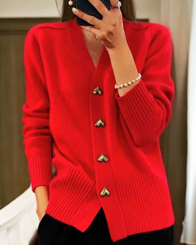 DELACROIX | Cardigan Col V Boutons Dorés Nathalie