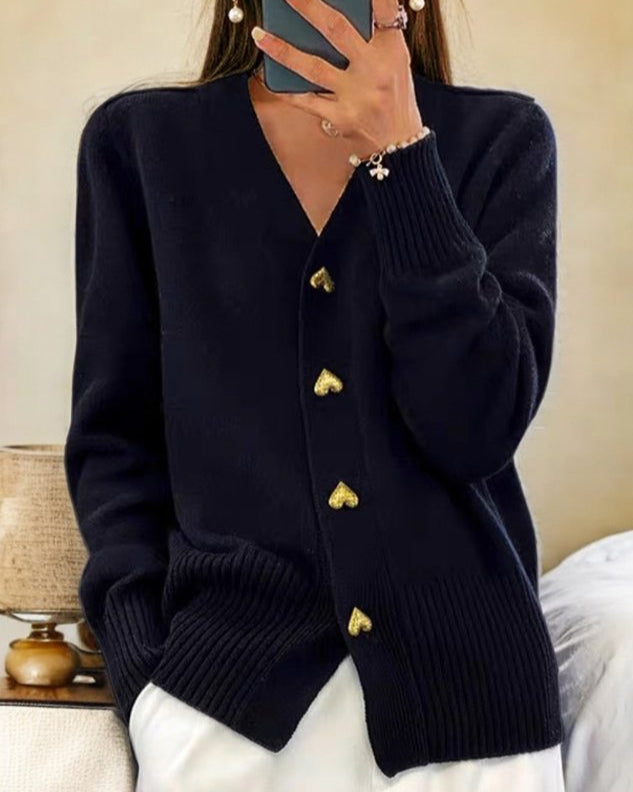 DELACROIX | Cardigan Col V Boutons Dorés Nathalie