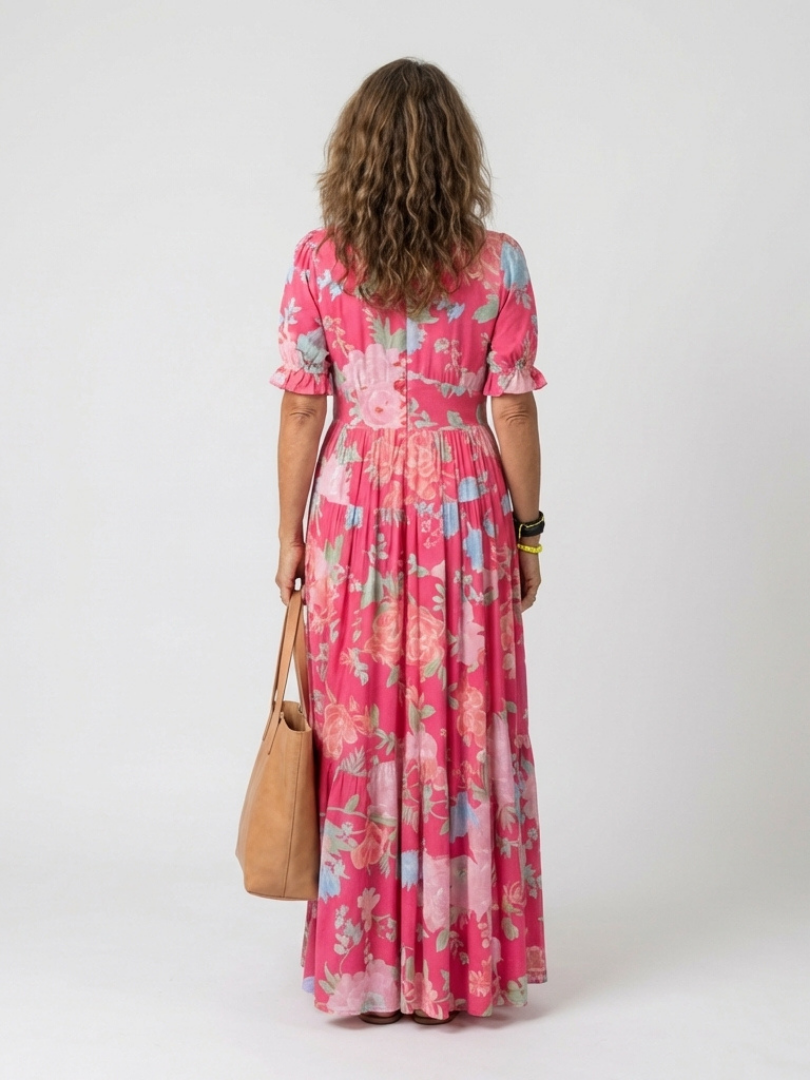 DELACROIX | Robe midi à fleurs à manches courtes Ione