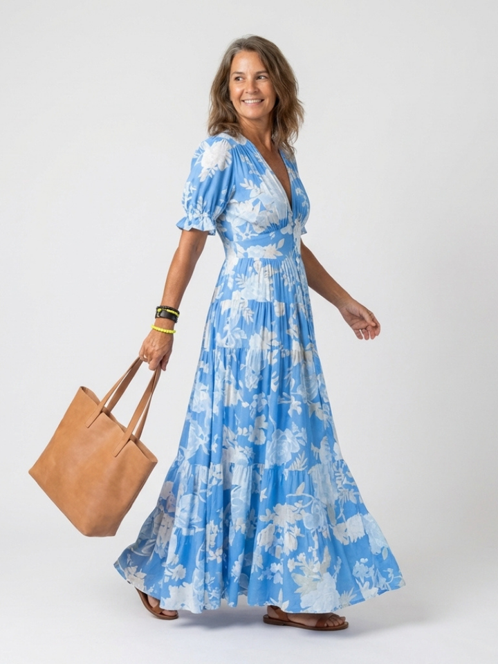 DELACROIX | Robe midi à fleurs à manches courtes Ione