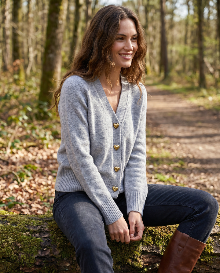 DELACROIX | Cardigan Col V Boutons Dorés Nathalie