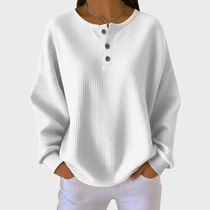 DELACROIX | Pull Gaufré Encolure Boutonnée Élise