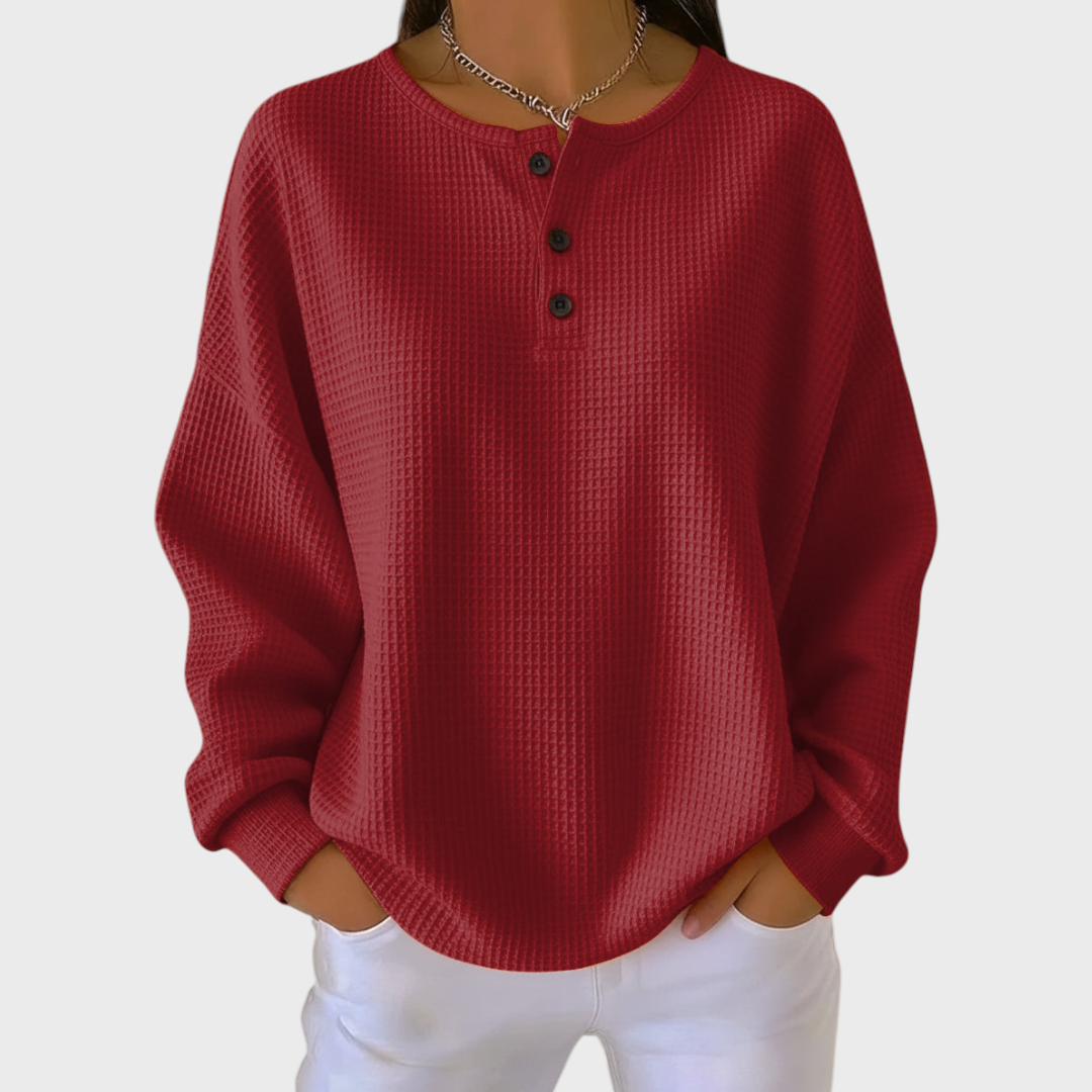 DELACROIX | Pull Gaufré Encolure Boutonnée Élise