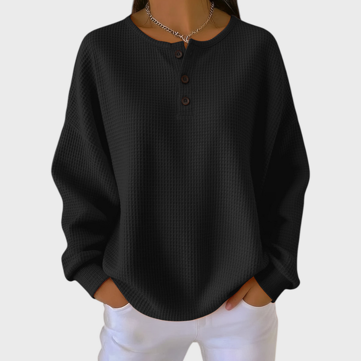 DELACROIX | Pull Gaufré Encolure Boutonnée Élise
