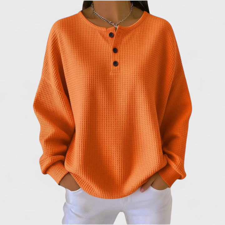 DELACROIX | Pull Gaufré Encolure Boutonnée Élise
