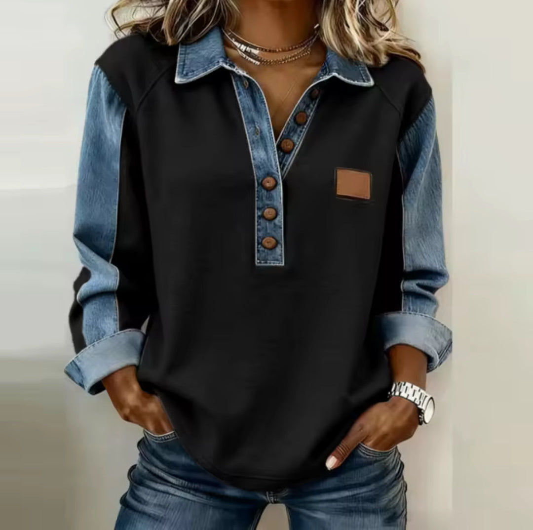 DELACROIX | Pull Col Boutonné Bicolore pour Femme Pauline