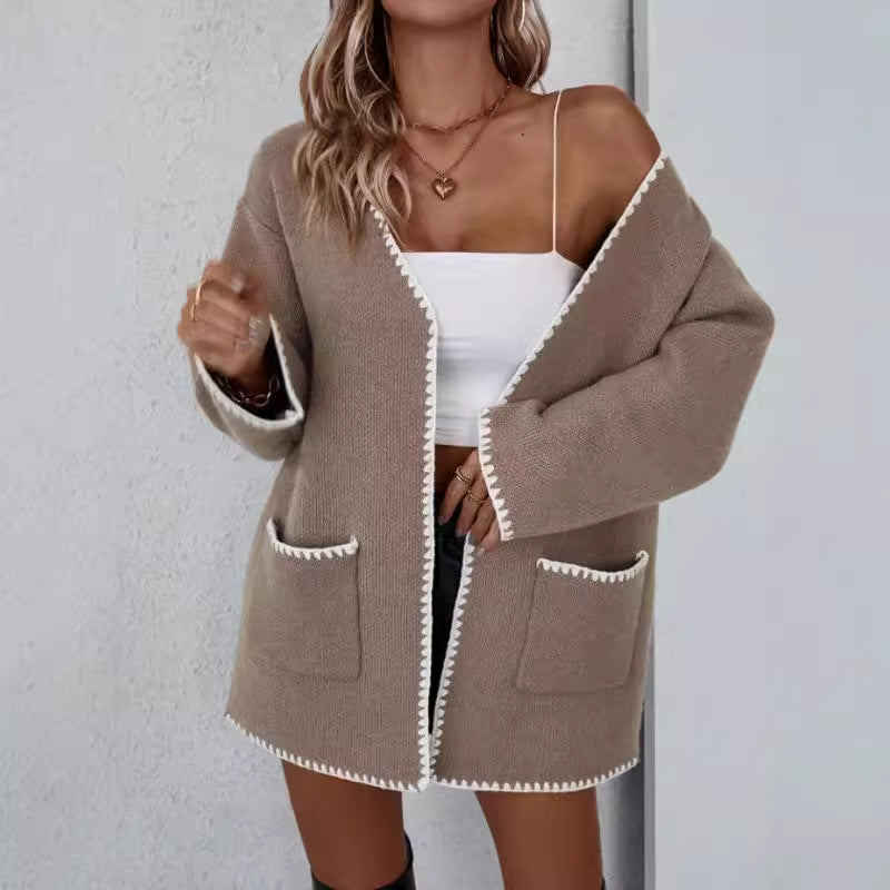 DELACROIX | Cardigan Surpiqûres Contrastées Sylvie
