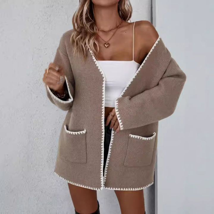 DELACROIX | Cardigan Surpiqûres Contrastées Sylvie