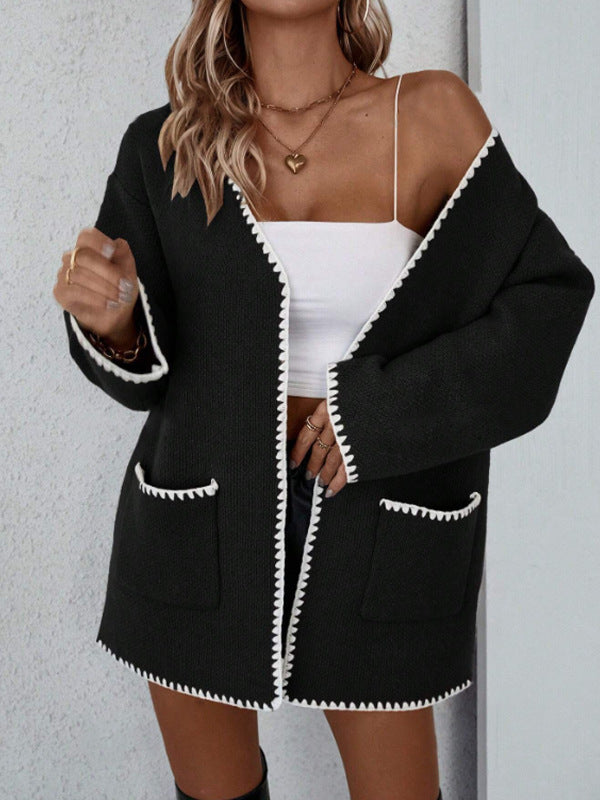 DELACROIX | Cardigan Surpiqûres Contrastées Sylvie