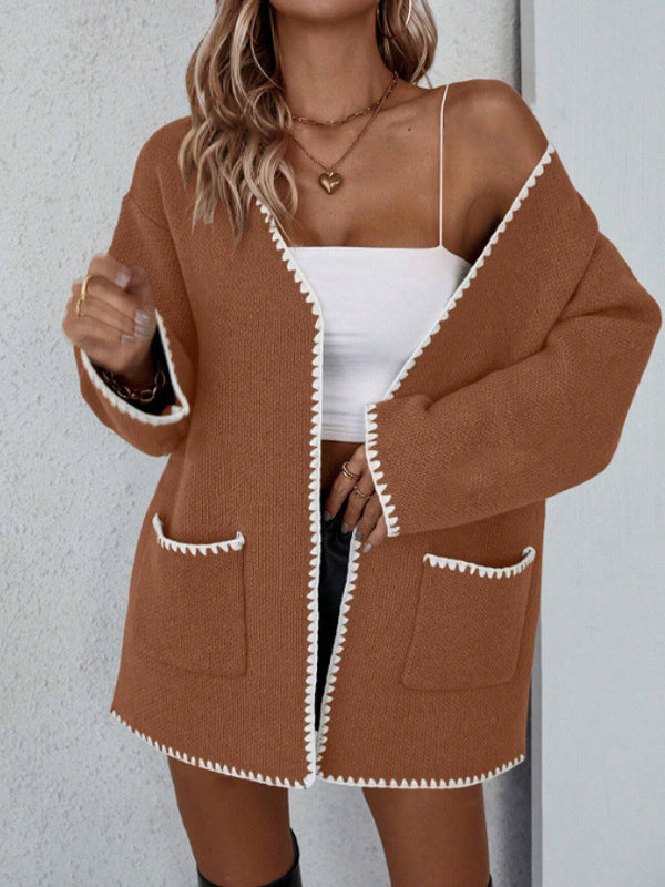 DELACROIX | Cardigan Surpiqûres Contrastées Sylvie