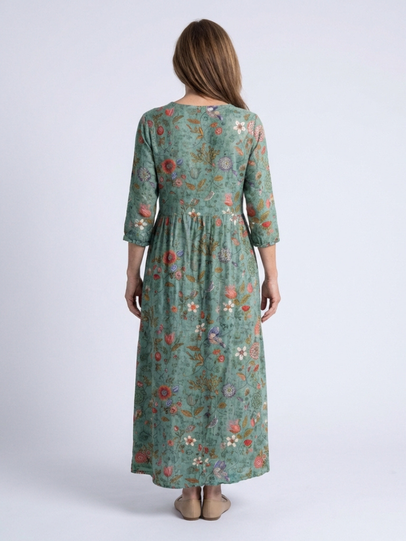 DELACROIX | Robe Maxi à Manches Trois Quarts Marina
