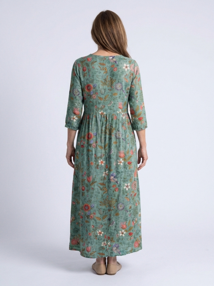 DELACROIX | Robe Maxi à Manches Trois Quarts Marina