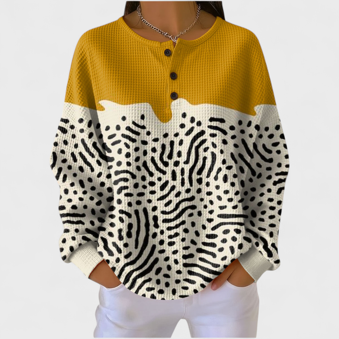 DELACROIX | Pull Gaufré Bicolore Moutarde Léa