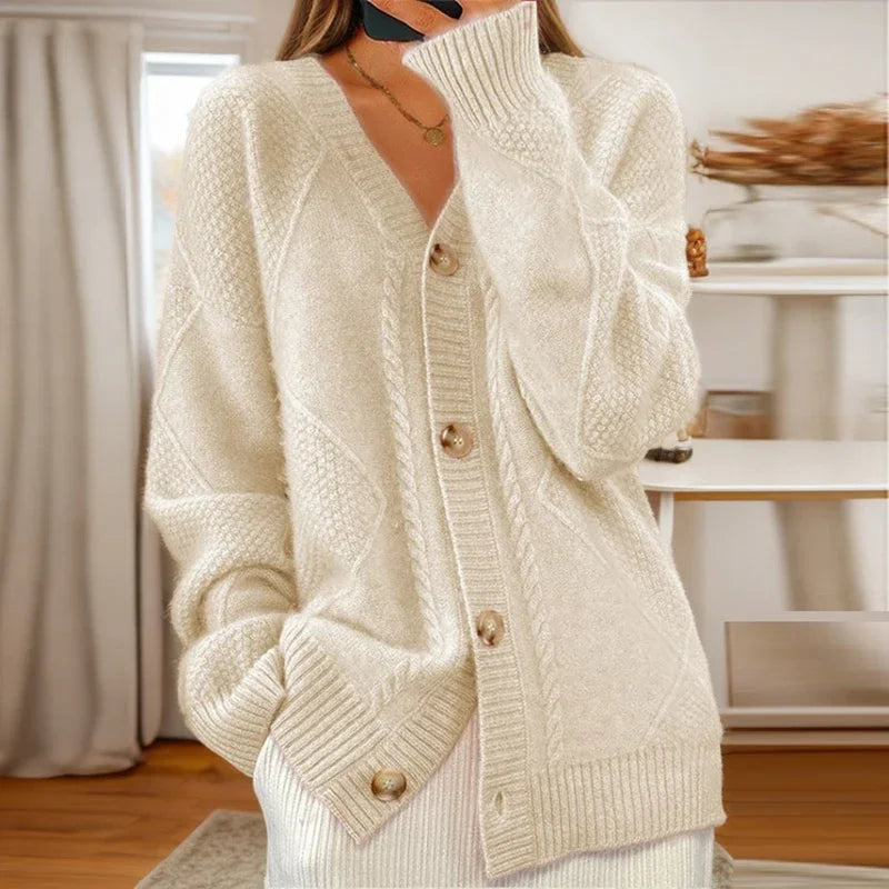 DELACROIX | Cardigan Torsades Col V Mathilde