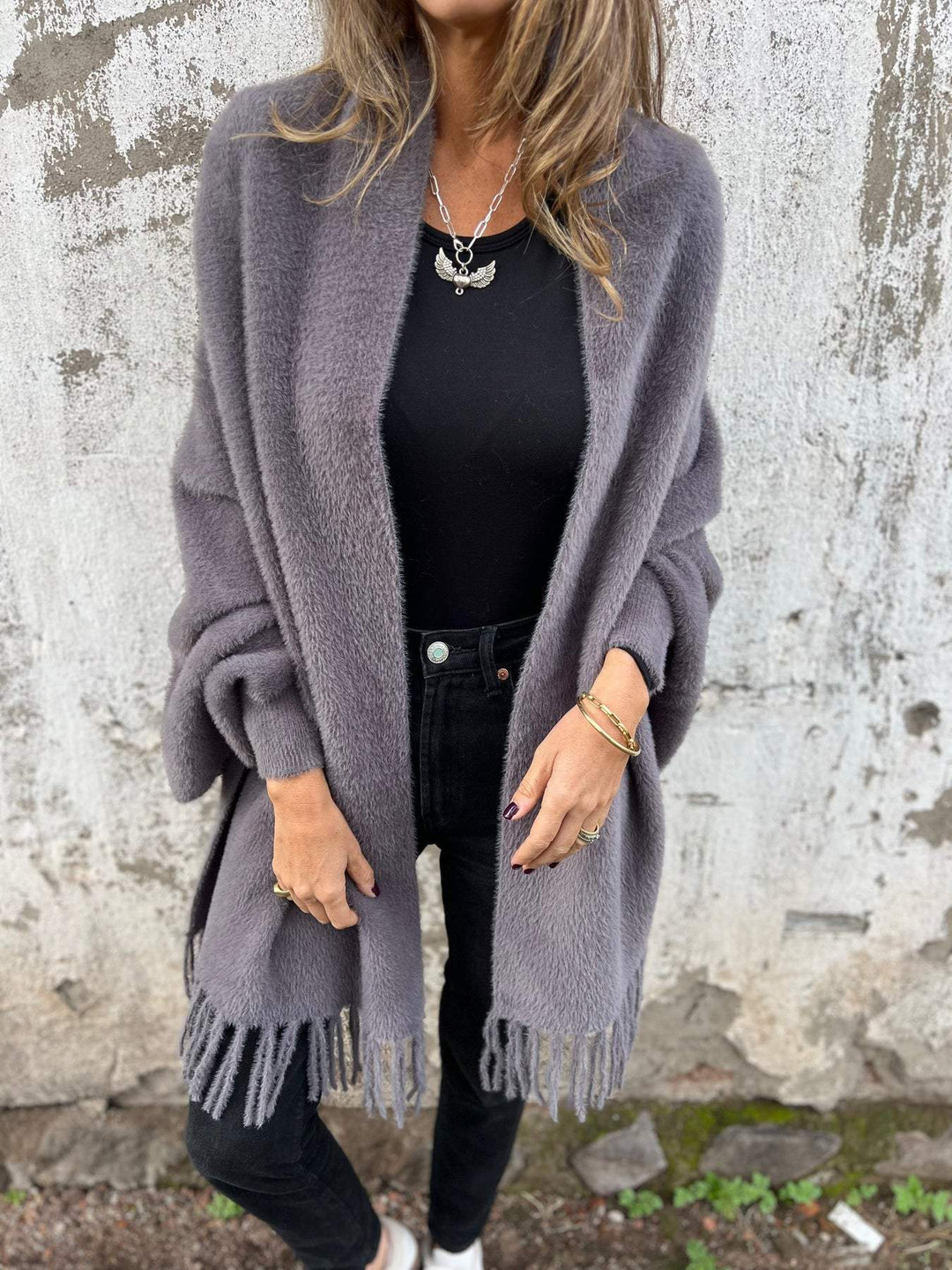 DELACROIX | Cardigan Long à Franges Élina