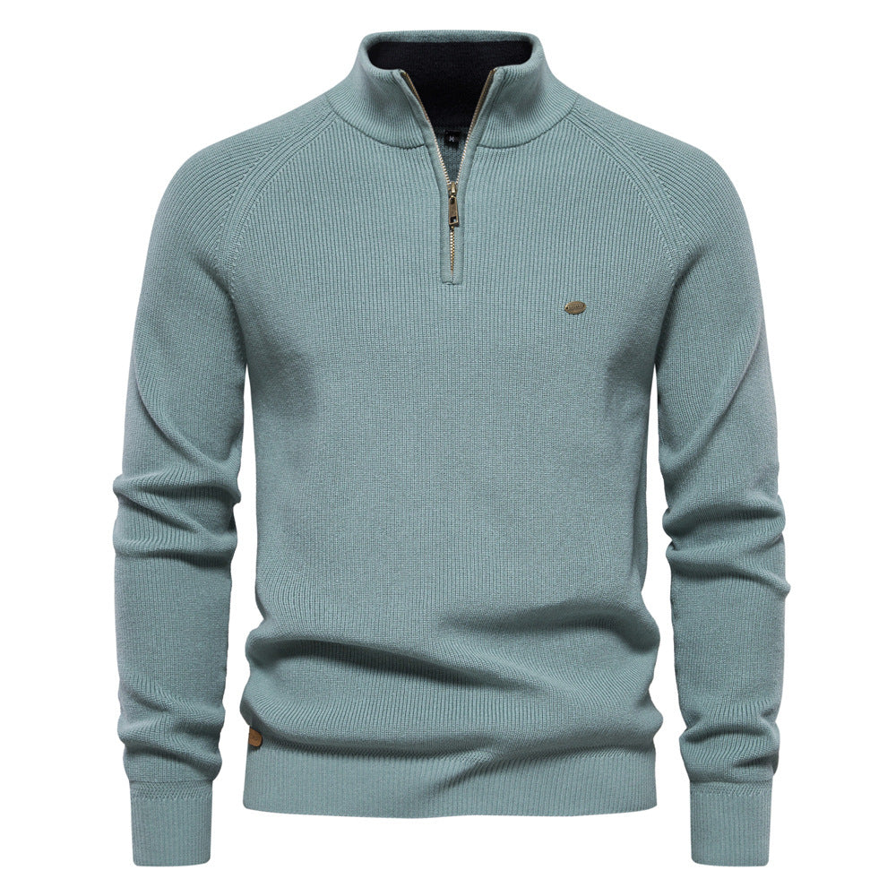 DELACROIX | Pull Demi-Zip Maille Côtelée Pierre