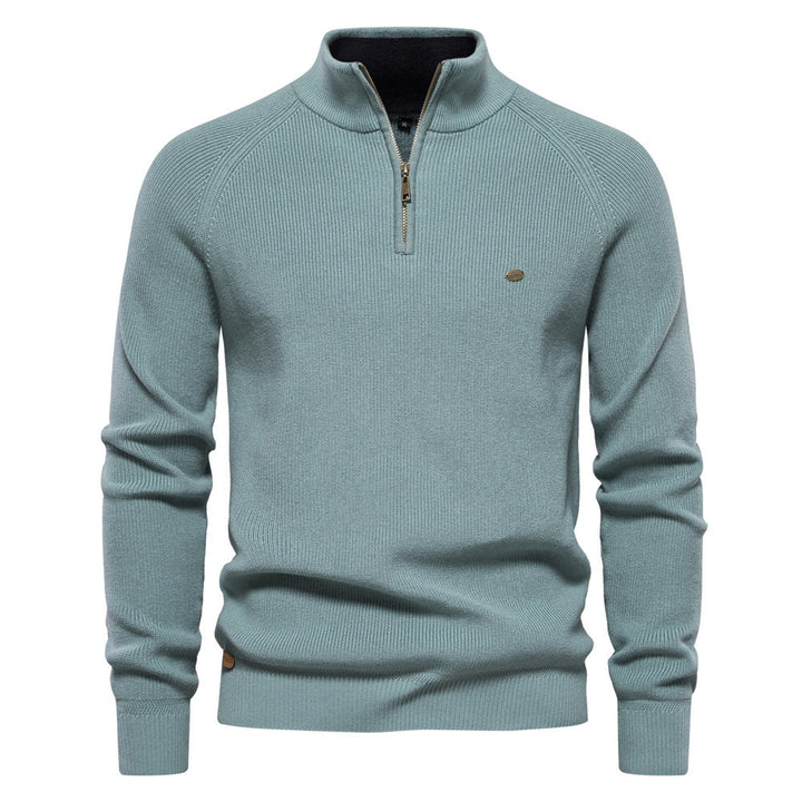 DELACROIX | Pull Demi-Zip Maille Côtelée Pierre