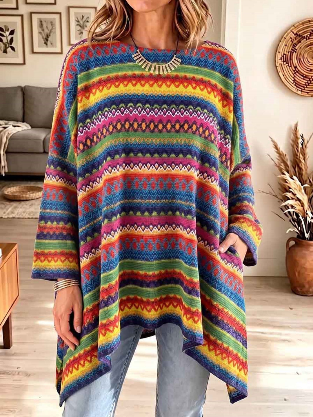 DELACROIX | Tunique Maille Jacquard Multicolore pour Femme Sandrine