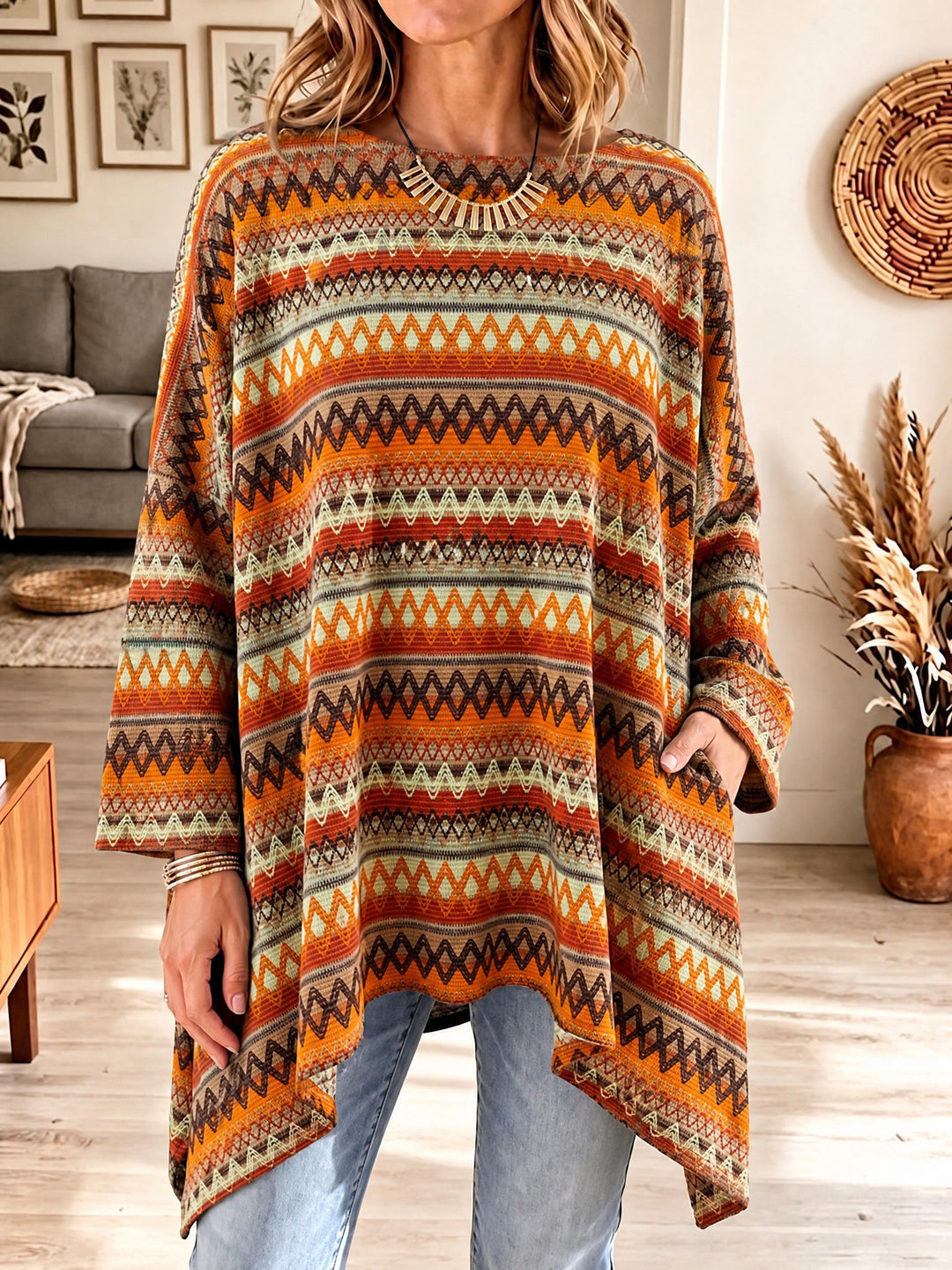 DELACROIX | Tunique Maille Jacquard Multicolore pour Femme Sandrine